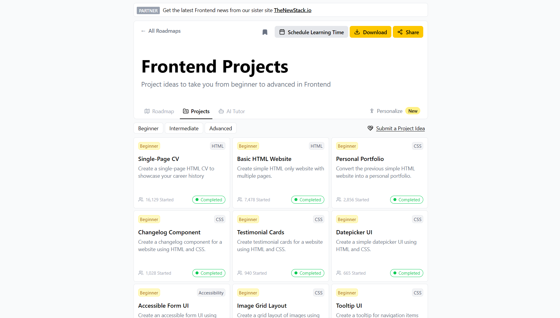 roadmap.sh Frontend Projects